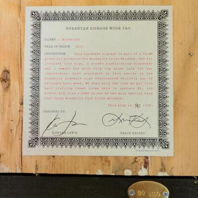 Bushmills Limited Edition, 90/100 Wooden Sign
