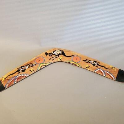 Lot 73:  Hand Painted Australian Wooden Boomerang 
