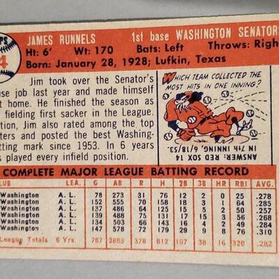Lot 90:  Washington Senators - Pete Runnels Baseball Card 