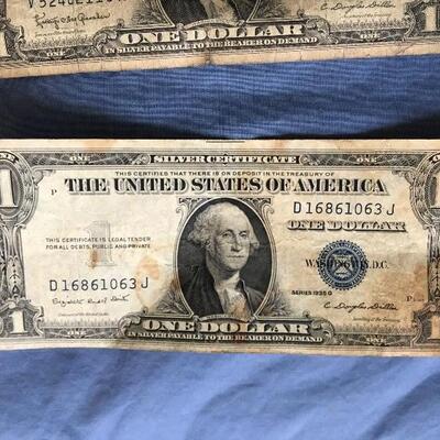 Collection of Six Vintage $1 Silver Certificate Notes