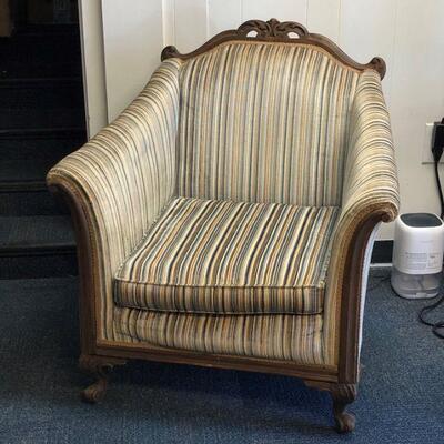 Lot 2 - Antique Striped Sitting Chair LOCAL PICKUP ONLY