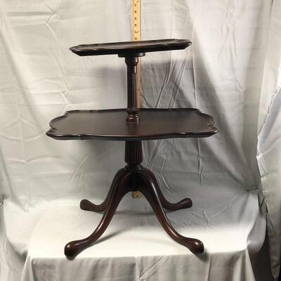 Lot 4 - Pie Crust Edge Two Tier Wood Table LOCAL PICKUP ONLY