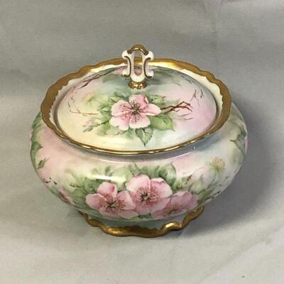 Lot 18 - Hand Painted Reichenbach Pink Roses Box