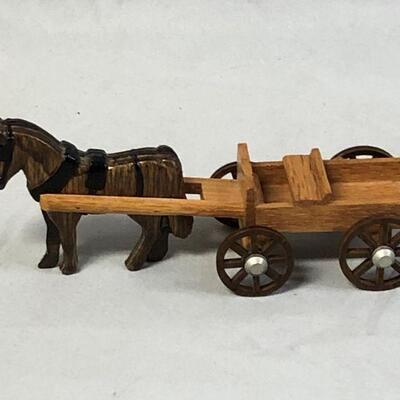 Lot 44 - Wood Horse and Wagon