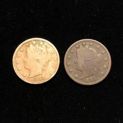 Lot 70 - 1891 and 1912 Liberty V Nickels