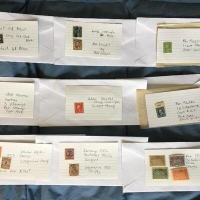 Rare Antique Stamp Collection with Red George Washington, 3 Pfennige and more...