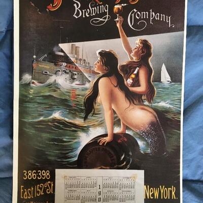 Vintage 11 x 15 Beer Poster HAFFEN BREWING Co. with Mermaid