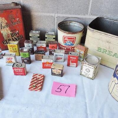 LOT 57  VINTAGE TIN SPICE CONTAINERS & MORE