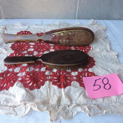 LOT 58  ANTIQUE HAIR BRUSHES