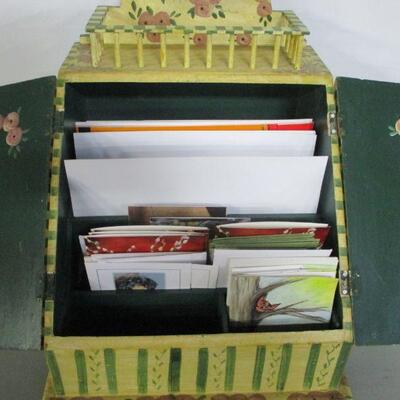 Lot 13 - Wooden Recipe Greeting Card Box Storage Holder 