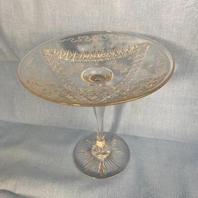 Antique Hawkes Cut / Etched Crystal Compote APB 