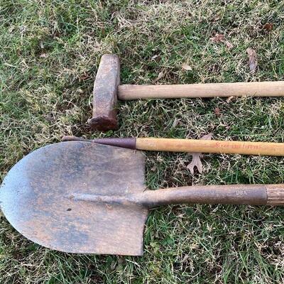 9 Piece Vintage Craftsman Tools Rakes Sledge Saw Shovel tire tool Pry Bar