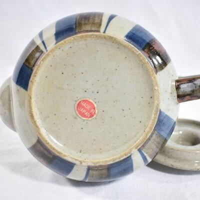 Blue & Brown Striped Studio Pottery Teapot