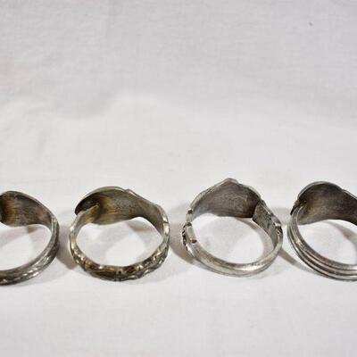 Silver Floral Napkin Ring Set/4