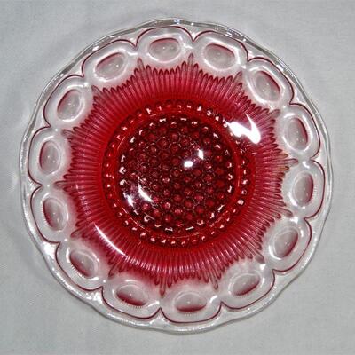 Pink Flower Glass Appetizer Plate Set/8