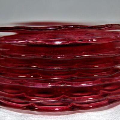 Pink Flower Glass Appetizer Plate Set/8