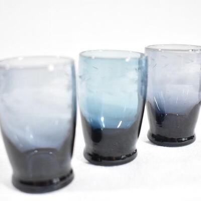 Cobalt Smoked Etched Sake Shot Glass Set/5