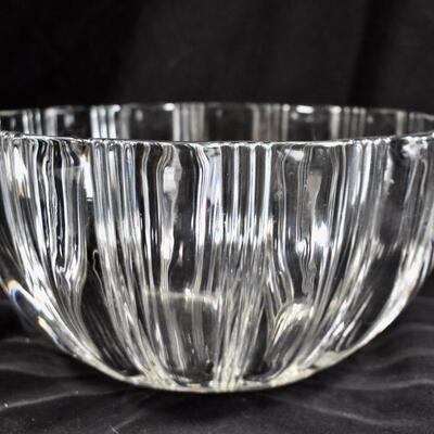 Vintage Art Glass Lily Pad Petal & Rib Punch Bowl Set - Crystal