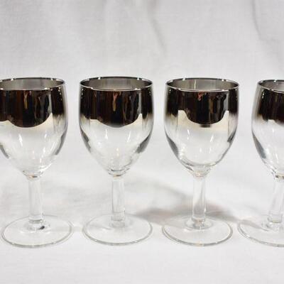 Silver Smoked Rim Stemware Set/4