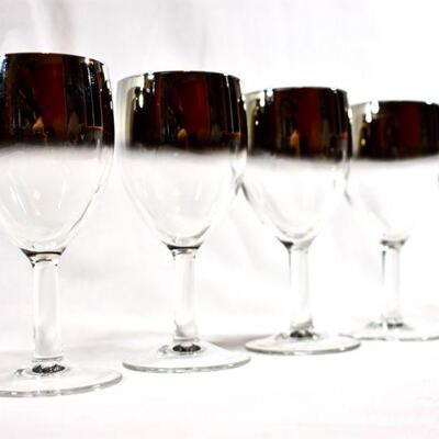 Silver Smoked Rim Stemware Set/4