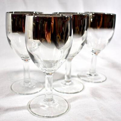 Silver Smoked Rim Stemware Set/4