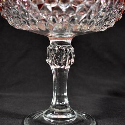 Footed Cranberry & Crystal Candy Dish