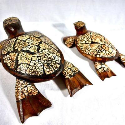 Wood & Shell Sea Turtle Set