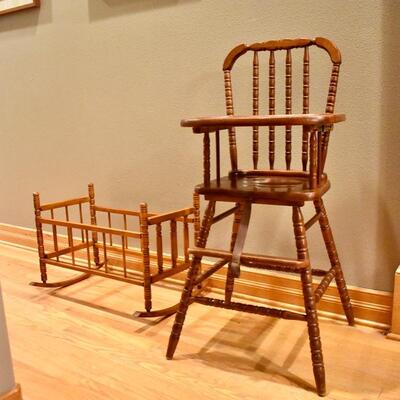 Doll high chair and cradle