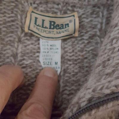 Lot 4 - His/Her's LL Bean Sweaters &Walking Stick 