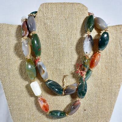 Vintage Alaskan Jade & Gold Threaded Necklace