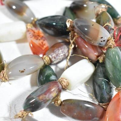 Vintage Alaskan Jade & Gold Threaded Necklace