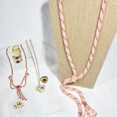 Vintage Costume Jewelry Assortment - Pink & Gold