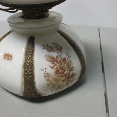 Lot 29 - Electric Milk Glass Lamp With Flower Design 