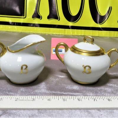 Vintage C.T. ALT WASSER SUGAR Bowl & CREAMER German Porcelain Set Gold Rim B Hand painted