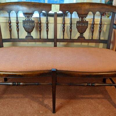 Antique/Vintage wooden back settee (#1)