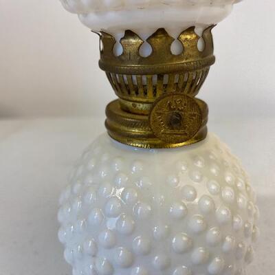 Vintage Milk Glass Hobnail Miniature Oil Lamp