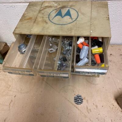 Vintage Motorola Display Storage Case Drawers Contents