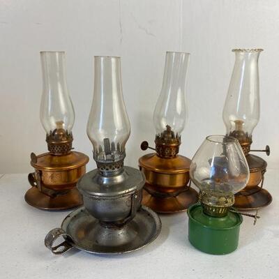 Lot of Vintage Stellar Metal Oil Lamps Wall Or Table 