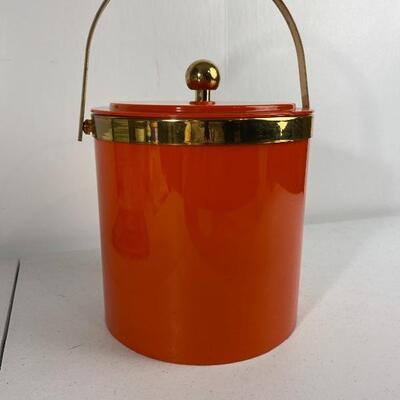 Vintage Mid Century Modern Ice Bucket Burnt Orange