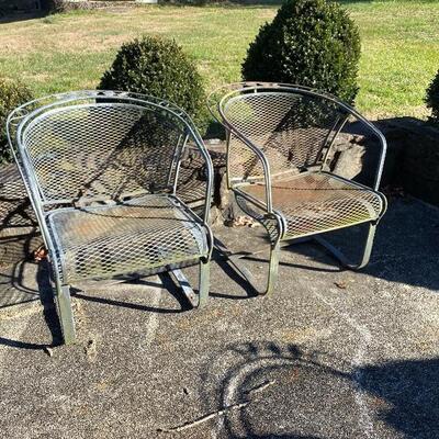 Vintage Wrought Iron Spring Motion Patio Chairs