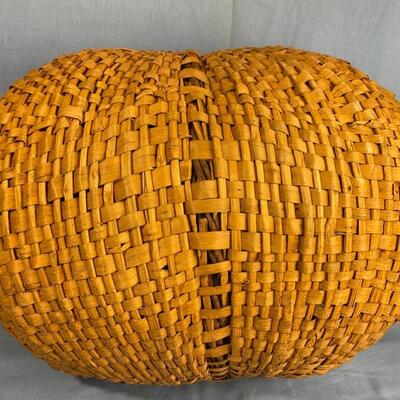 Vintage Large French Handwoven Wicker Garden Basket with Grapevine Handle