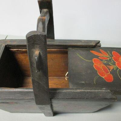 Lot 33 - Hand Painted Wooden Storage Sewing Box
