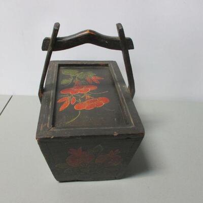 Lot 33 - Hand Painted Wooden Storage Sewing Box