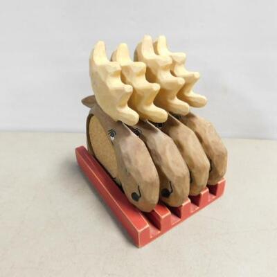 Set of Ceramic Moosehead Cork Lined Drink Coasters 
