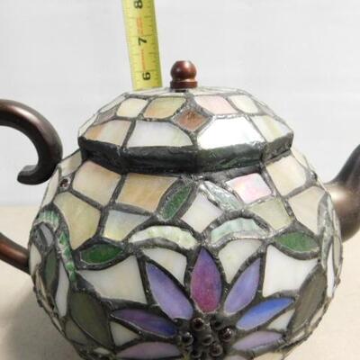 Mosaic Glass Tea Kettle Lamp
