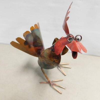 Whimsical Hand Crafted Copper Metal Rooster 10