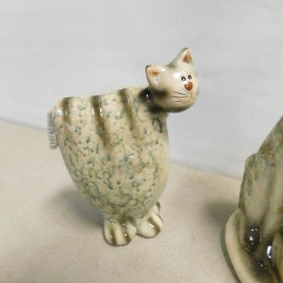 Set of Whimsical Ceramic Cat Statuettes 