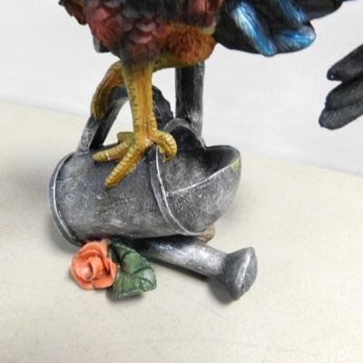 Resin Rooster Standing on Watering Can 10