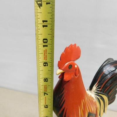 Wood Carved Rooster in Primitive Style Statuette 10