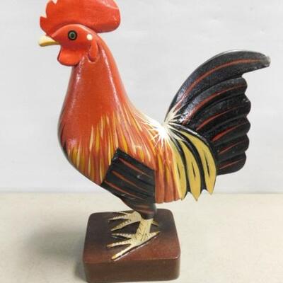 Wood Carved Rooster in Primitive Style Statuette 10